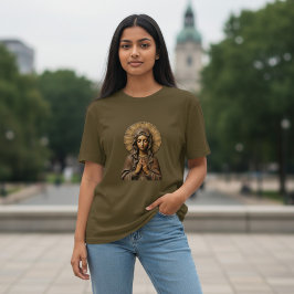 彫刻された献身 木の聖母マリア Tシャツ