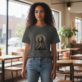 彫刻された献身 木の聖母マリア Tシャツ