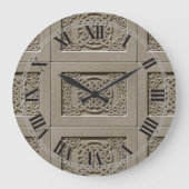 彫刻された石のケルト結び目模様パターンの壁時計 ラージ壁時計 (正面)