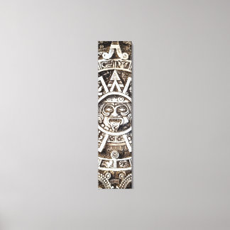 彫刻された石のマヤアステカンMesoAmerican太陽カレンダー キャンバスプリント