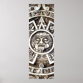 彫刻された石のマヤアステカンMesoAmerican太陽カレンダー ポスター