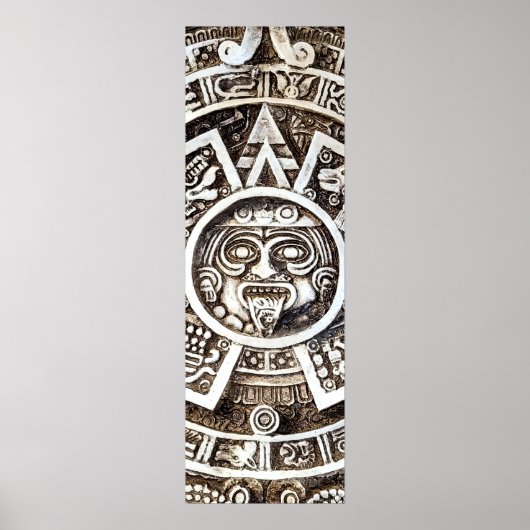 彫刻された石のマヤアステカンMesoAmerican太陽カレンダー ポスター (正面)