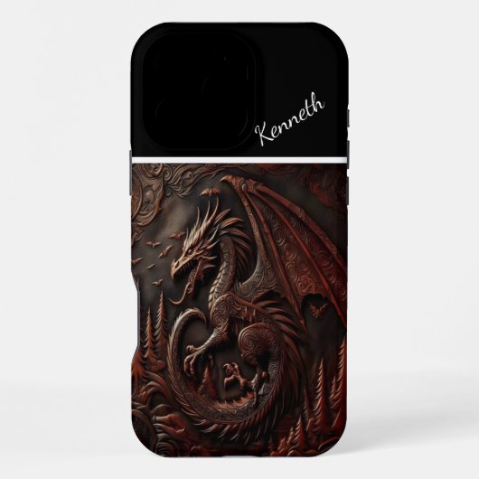 彫刻された竜の山頂 iPhoneケース (裏面)