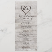 彫刻された素朴樺の木結婚の儀式 プログラム (裏面)