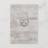 彫刻された素朴樺の木結婚の方向 エンクロージャーカード (裏面)