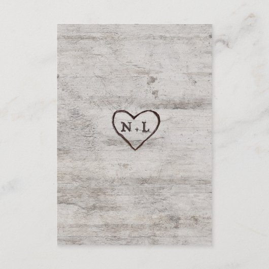 彫刻された素朴樺の木結婚の方向 エンクロージャーカード (裏面)