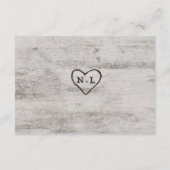 彫刻された素朴樺の木結婚の方向 エンクロージャーカード (裏面)