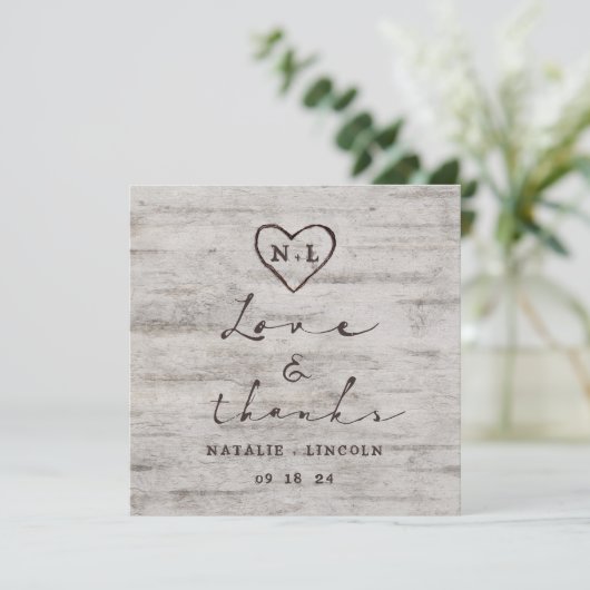 彫刻された結婚スウィートアー感謝していツの愛と広場 サンキューカード (スタンド正面)