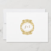 彫刻された花アカントゥス葉n花色金ゴールド 招待状 (裏面)