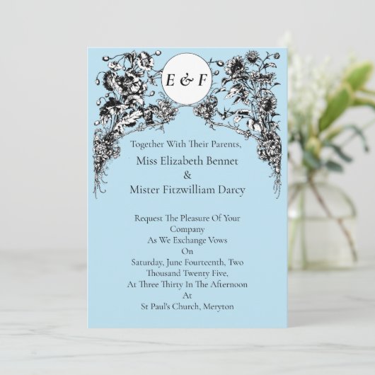 彫刻された花、鳥とフクロウ 招待状 (スタンド正面)