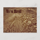 彫刻された蝶の新しいアドレス移動はがき 案内ポストカード (正面)