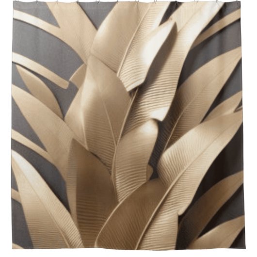 彫刻された金属のバナナの葉 - シャワーカーテン (正面)