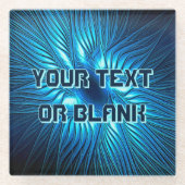 彫刻された青い星 ガラスコースター (正面)