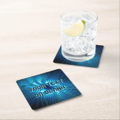 彫刻された青い星 スクエアペーパーコースター (インサイチュ)