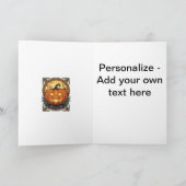 彫刻された飾り縁の付いたカボチャ シーズンカード (内部)