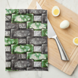 彫刻され、斑点のある灰色の緑の長方形の部分 キッチンタオル