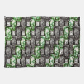 彫刻され、斑点のある灰色の緑の長方形の部分 キッチンタオル (横)