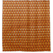 彫刻とステンドオレンジ色の茶色のプレート シャワーカーテン (正面)