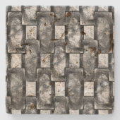 彫刻と染色された灰色の長方形のプレート ストーンコースター (正面)