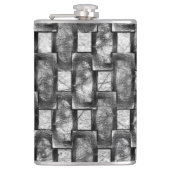 彫刻と染色された灰色の長方形のプレート フラスク (正面)