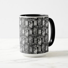 彫刻と染色された灰色の長方形のプレート マグカップ