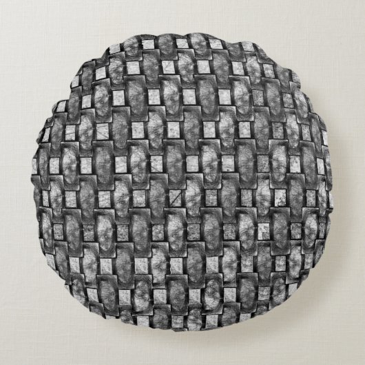 彫刻と染色された灰色の長方形のプレート ラウンドクッション (正面)