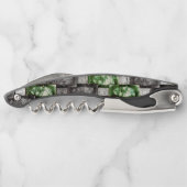 彫刻と染色された緑の灰色の長方形の部分 ソムリエナイフ (裏面)