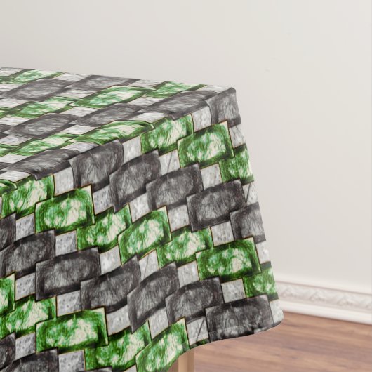 彫刻と染色された緑の灰色の長方形の部分 テーブルクロス (インサイチュ)