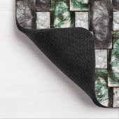 彫刻と染色された緑の灰色の長方形の部分 マウスパッド (コーナー)