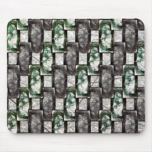 彫刻と染色された緑の灰色の長方形の部分 マウスパッド (正面)