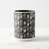 彫刻と染色された緑の灰色の長方形の部分 マグカップ (中央)