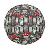 彫刻と染色された緑の灰色の長方形の部分 野球ボール (裏面)