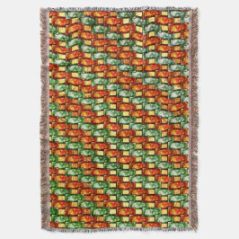 彫刻と染色された緑の赤い長方形のプレート スローブランケット