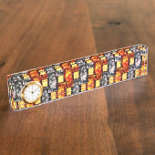 彫刻と染色された緑の赤い長方形の板 デスクネームプレート (側面)