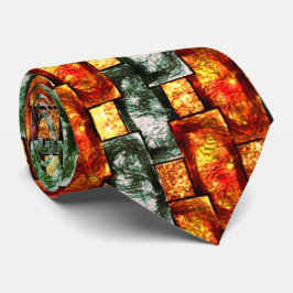 彫刻と染色された緑の赤い長方形の板 ネクタイ