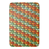 彫刻と染色された緑色のオレンジ色の長方形プレート バスマット (正面縦)