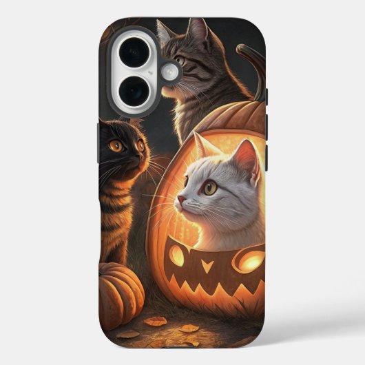 彫刻と照明のある猫３匹のiPhoneケース Case-Mate iPhoneケース (裏面)