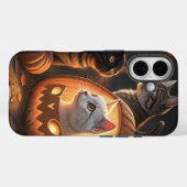 彫刻と照明のある猫３匹のiPhoneケース Case-Mate iPhoneケース (裏面 (横))