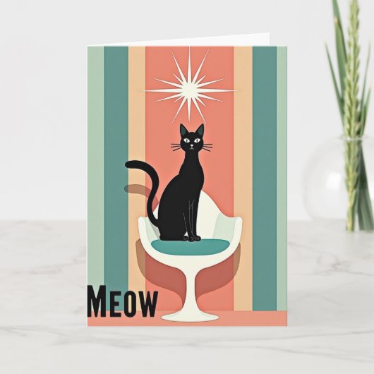 彫刻のような猫の誕生日カード カード (正面)