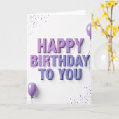 彫刻のような紫色の誕生日カード カード (黄色い花)