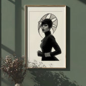 彫刻のエレガンス：前衛的なモノクロハット ポスター