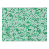 彫刻のテクスチャの背景にエメラルドグリーン テーブルクロス (正面(横))