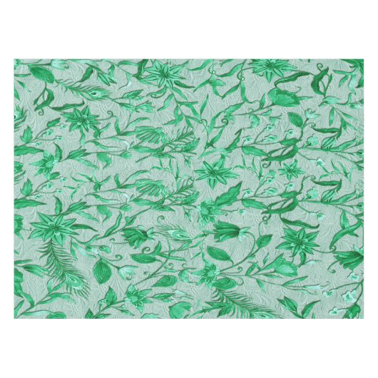 彫刻のテクスチャの背景にエメラルドグリーン テーブルクロス (正面(横))