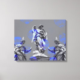 彫刻のブルーカラーブラシストロークのデジタルアート キャンバスプリント