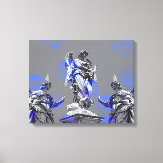 彫刻のブルーカラーブラシストロークのデジタルアート キャンバスプリント (正面)