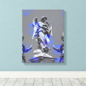 彫刻のブルーカラーブラシストロークのデジタルアート キャンバスプリント (インサイチュ (ウッドフロア))