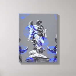 彫刻のブルーカラーブラシストロークのデジタルアート キャンバスプリント