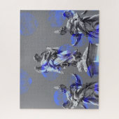 彫刻のブルーカラーブラシストロークのデジタルアート ジグソーパズル (縦)