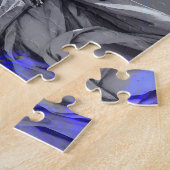 彫刻のブルーカラーブラシストロークのデジタルアート ジグソーパズル (側面)