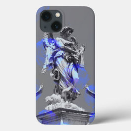 彫刻のブルーカラーブラシストロークのデジタルアート iPhone 13ケース